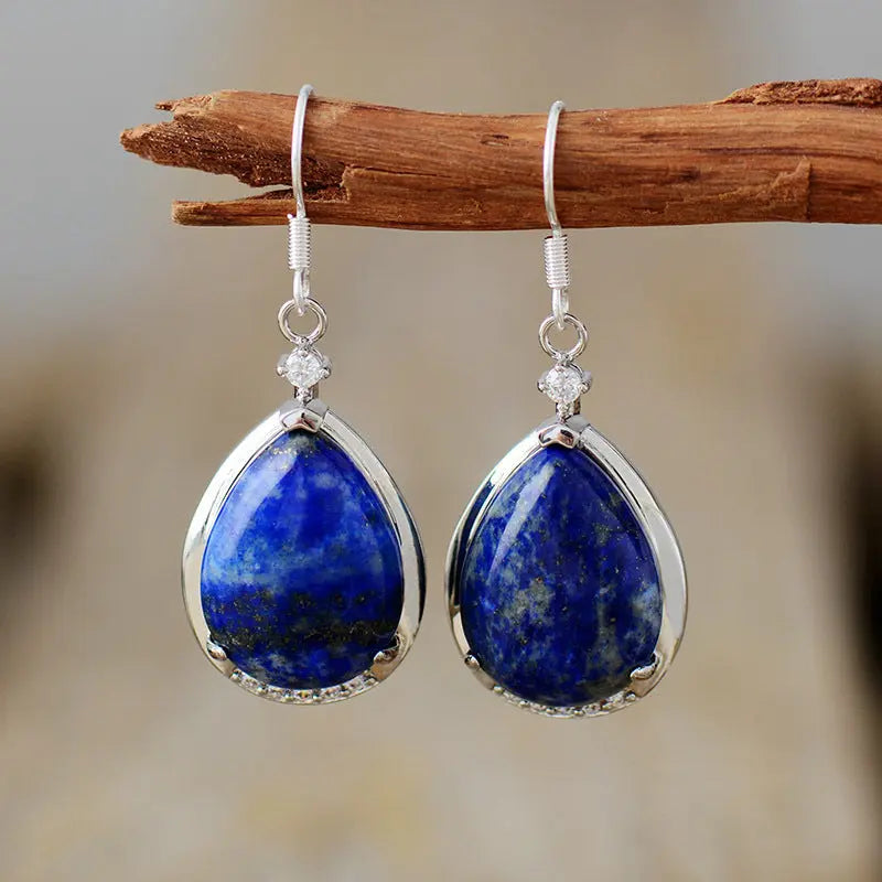 Minimalist Waterdrop Lapis Lazuli And Rose Quartz Pendant Earrings Womens & Mens Apparel Fine Jewelery Accessories