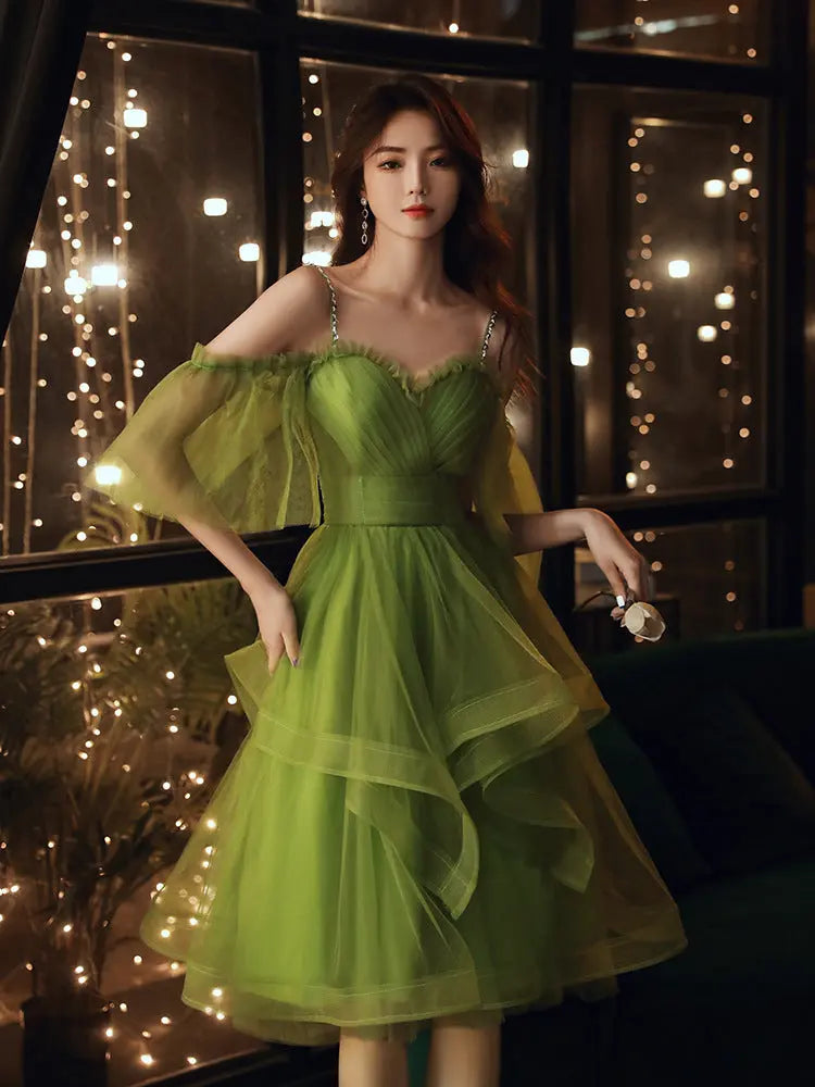 Womens New Green Texture Temperament Bridesmaid Dress Womens & Mens Apparel Fine Jewelery Accessories