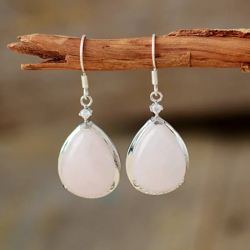 Minimalist Waterdrop Lapis Lazuli And Rose Quartz Pendant Earrings Womens & Mens Apparel Fine Jewelery Accessories