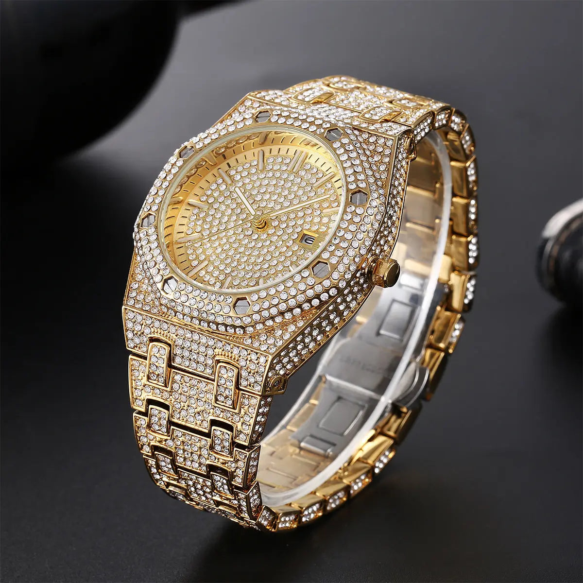 Fashion Rap Ice Hip Hop Full Diamond Large Dial Quartz Men's Watch Womens & Mens Apparel Fine Jewelery Accessories Fashion Fashion Rap Ice Hip Hop Full Diamond Large Dial Quartz Men's Watch