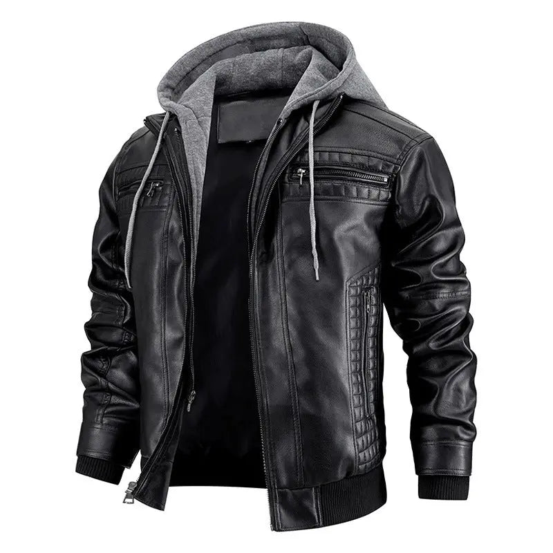 Hooded Jacket With Zipper Pockets Fashion Warm Pu Leather Coat Mens Clothing Womens & Mens Apparel Fine Jewelery Accessories