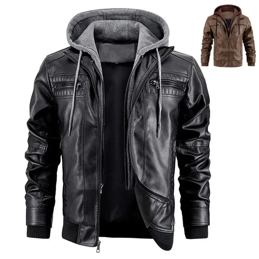 Hooded Jacket With Zipper Pockets Fashion Warm Pu Leather Coat Mens Clothing Womens & Mens Apparel Fine Jewelery Accessories