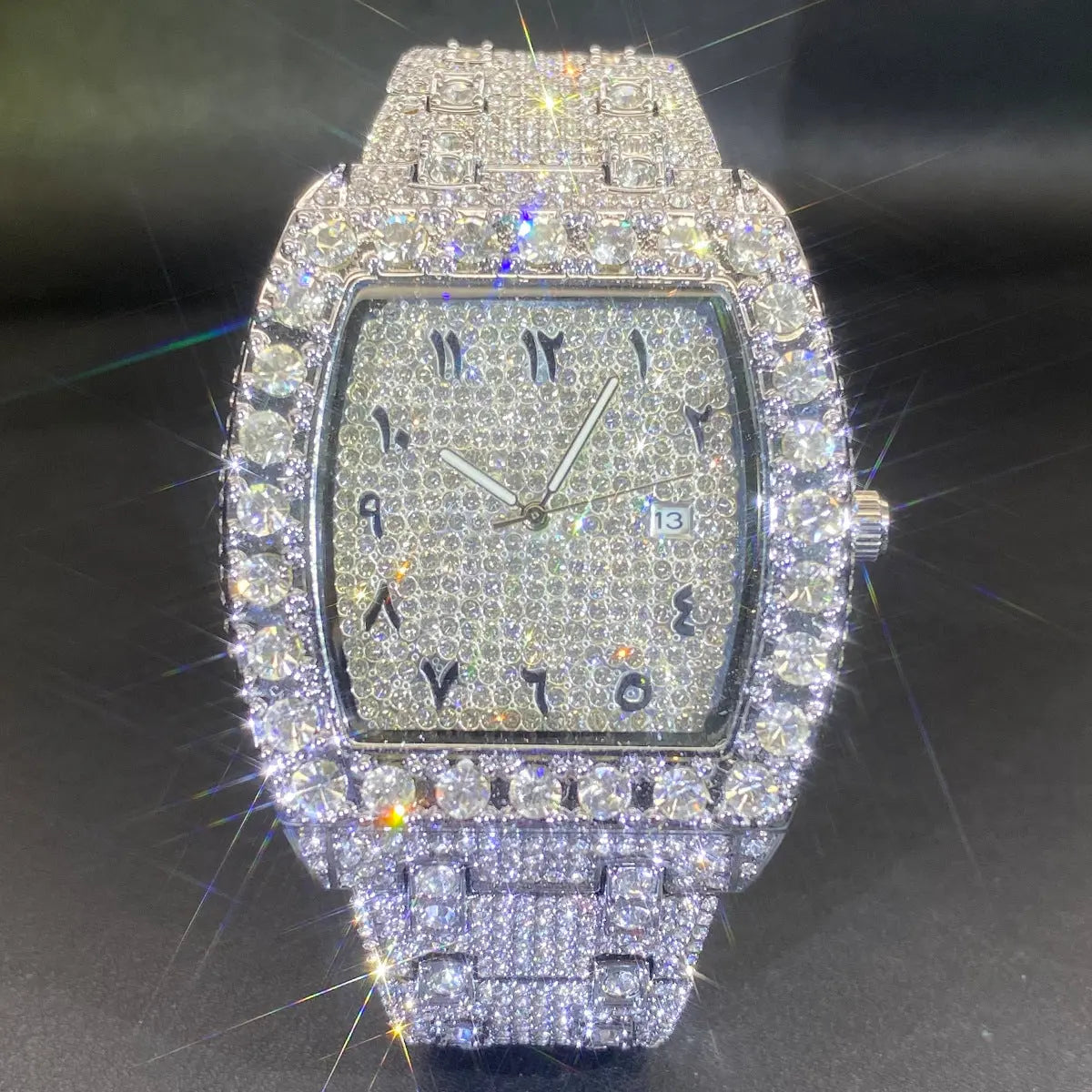 MISS FOX New Hip Hop Men's Brand Full Rhinestone Dating Quartz Watch Womens & Mens Apparel Fine Jewelery Accessories Fashion MISS FOX New Hip Hop Men's Brand Full Rhinestone Dating Quartz Watch