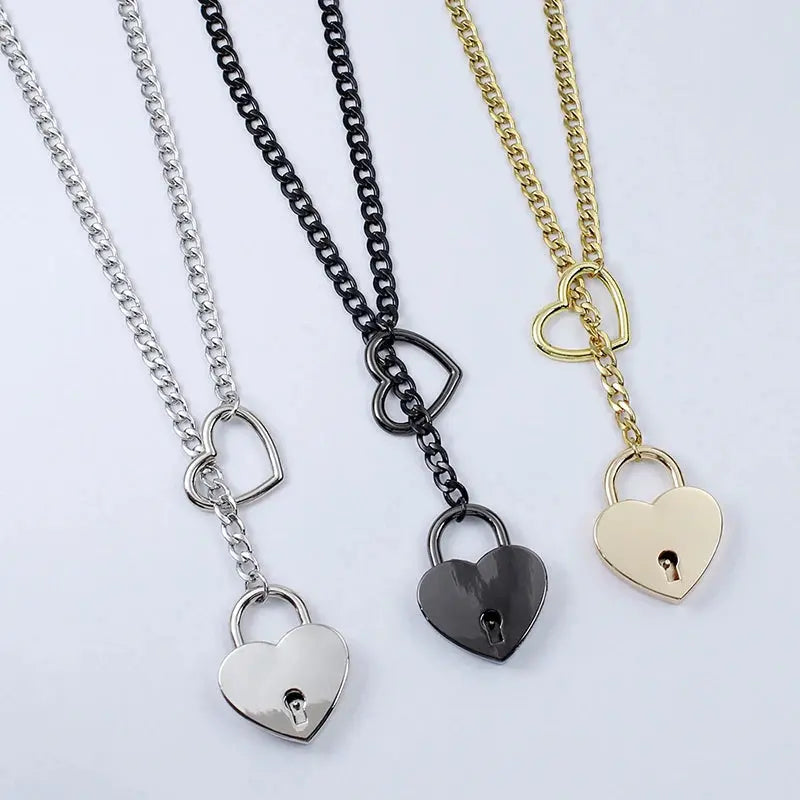 Fashion Jewelry 2024 New Slip Chain Necklace Heart O-Ring Rock Cuban Long Necklace Adjustable Heart Shaped Lock Core With Key null Fine Jewelery Fashion Jewelry 2024 New Slip Chain Necklace Heart O-Ring Rock Cuban Long Necklace Adjustable Heart Shaped Lock Core With Key