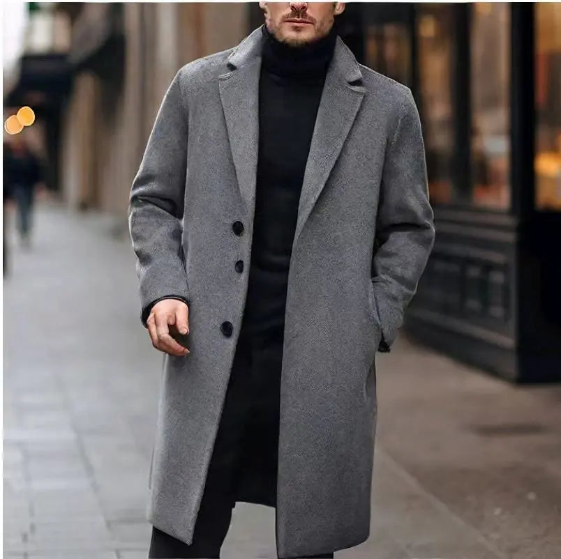 New Men's Casual Wool Coat Long Style Womens & Mens Apparel Fine Jewelery Accessories Clothing