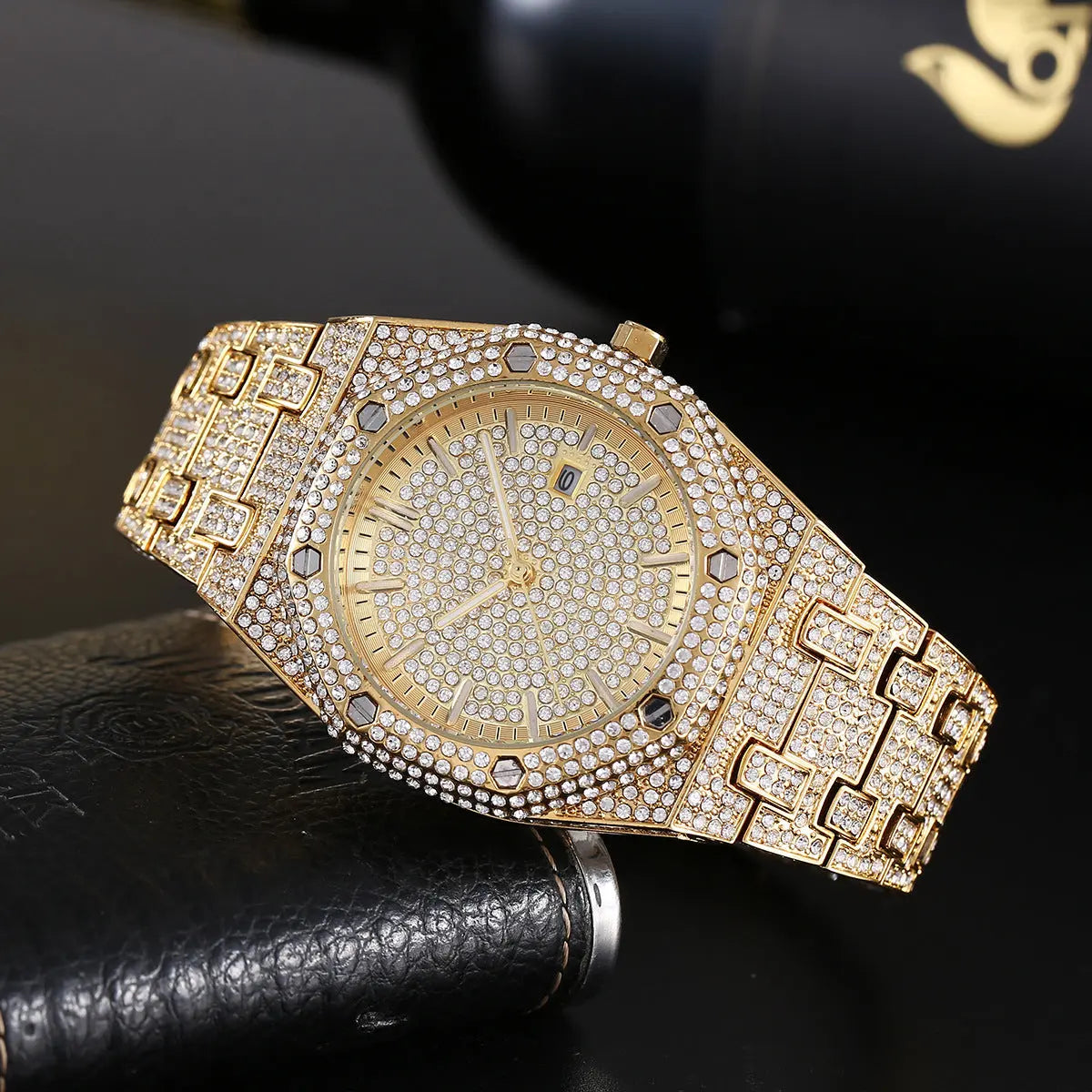 Fashion Rap Ice Hip Hop Full Diamond Large Dial Quartz Men's Watch Womens & Mens Apparel Fine Jewelery Accessories Fashion Fashion Rap Ice Hip Hop Full Diamond Large Dial Quartz Men's Watch