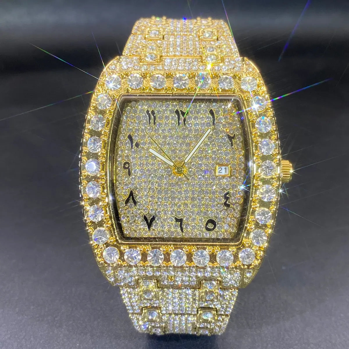 MISS FOX New Hip Hop Men's Brand Full Rhinestone Dating Quartz Watch Womens & Mens Apparel Fine Jewelery Accessories Fashion MISS FOX New Hip Hop Men's Brand Full Rhinestone Dating Quartz Watch