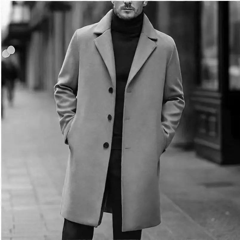 New Men's Casual Wool Coat Long Style Womens & Mens Apparel Fine Jewelery Accessories Clothing